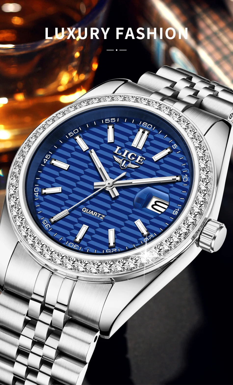 Relogio LIGE Women's Watch Luxury Fashion Quartz Ladies clock Stainless Steel Waterproof Calendar Watch for Women montre femme