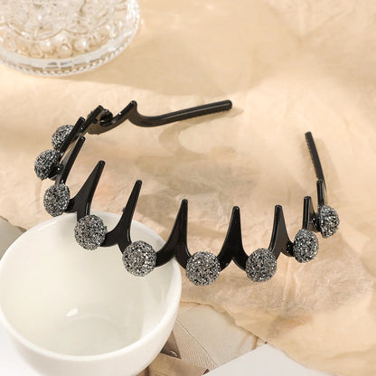 Flower Rhinestone Wave Hairband Headbands Hair Hoops Women Korean Retro Hair Hoops Face Wash Hairpin Fluffy Texture Toothed Comb cb7328a