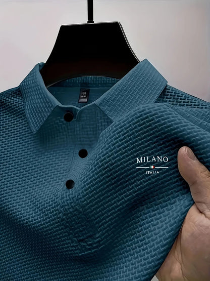 Stylish Men's Polo Shirt - Exquisite Craftsmanship, Classic Lapel & Button Closure, Solid Color