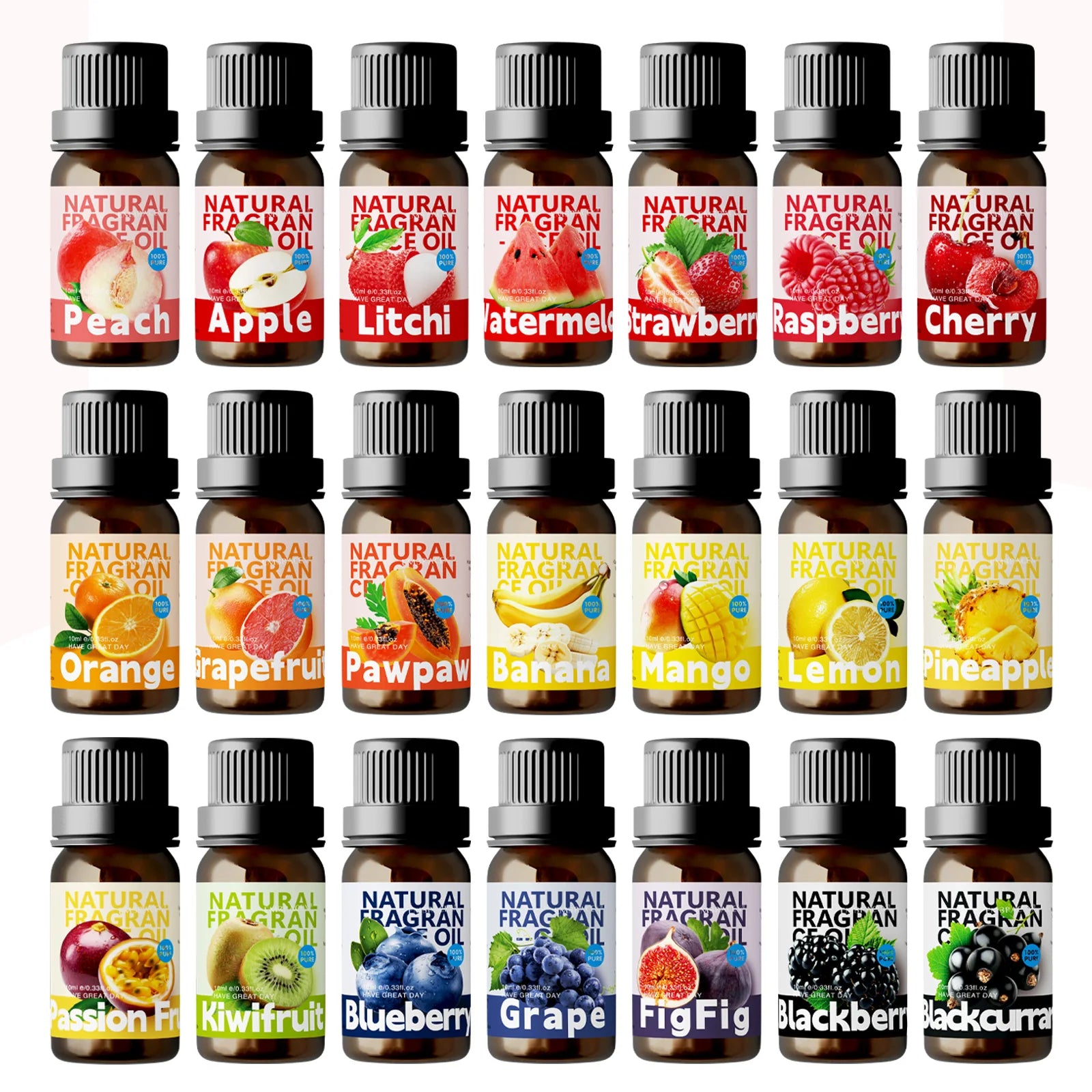 22Type Fruit Essential Oils Skincare Fragrance Oil for Diffuser Candles Making -Strawberry Lemon Mango Cherry Raspberry - Badiee Stylez