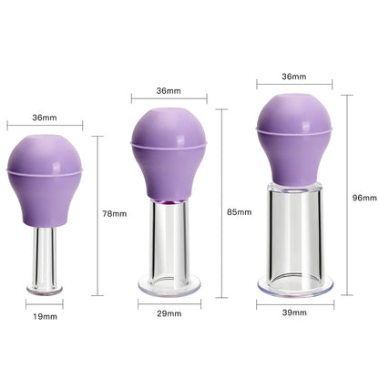 Facial Massage Cups Vacuum Cupping Skin Lifting Anti Cellulite Massager for Face Pvc Body Cups Skin Scraping Massage Jar Purple-SML