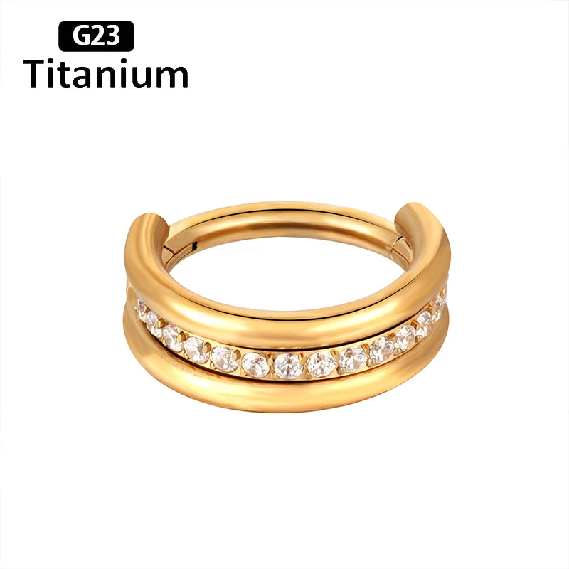 New G23 Titanium Piercing High Quality CZ Nose Ring Earrings 8/10/12mm Body Jewelry 16G ASTM f136 Titanium Nose Septum Piercings