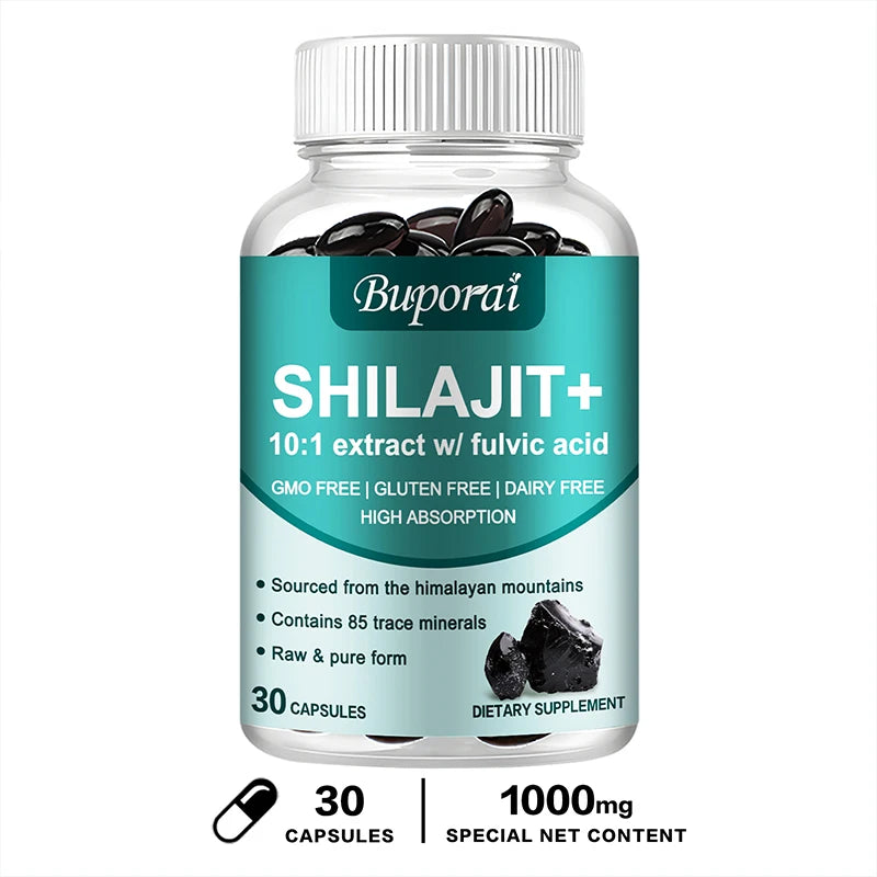 Shilajit - Brain, Focus, Memory and Immune Health, Reduce Fatigue and Improve Endurance 30 Capsules