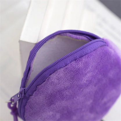 Solid Plush Round Coin Purse Women's Cute Wallet ID Card Bag Keychain Minimalist Coin Bag Kawaii Wallets for Women Gift
