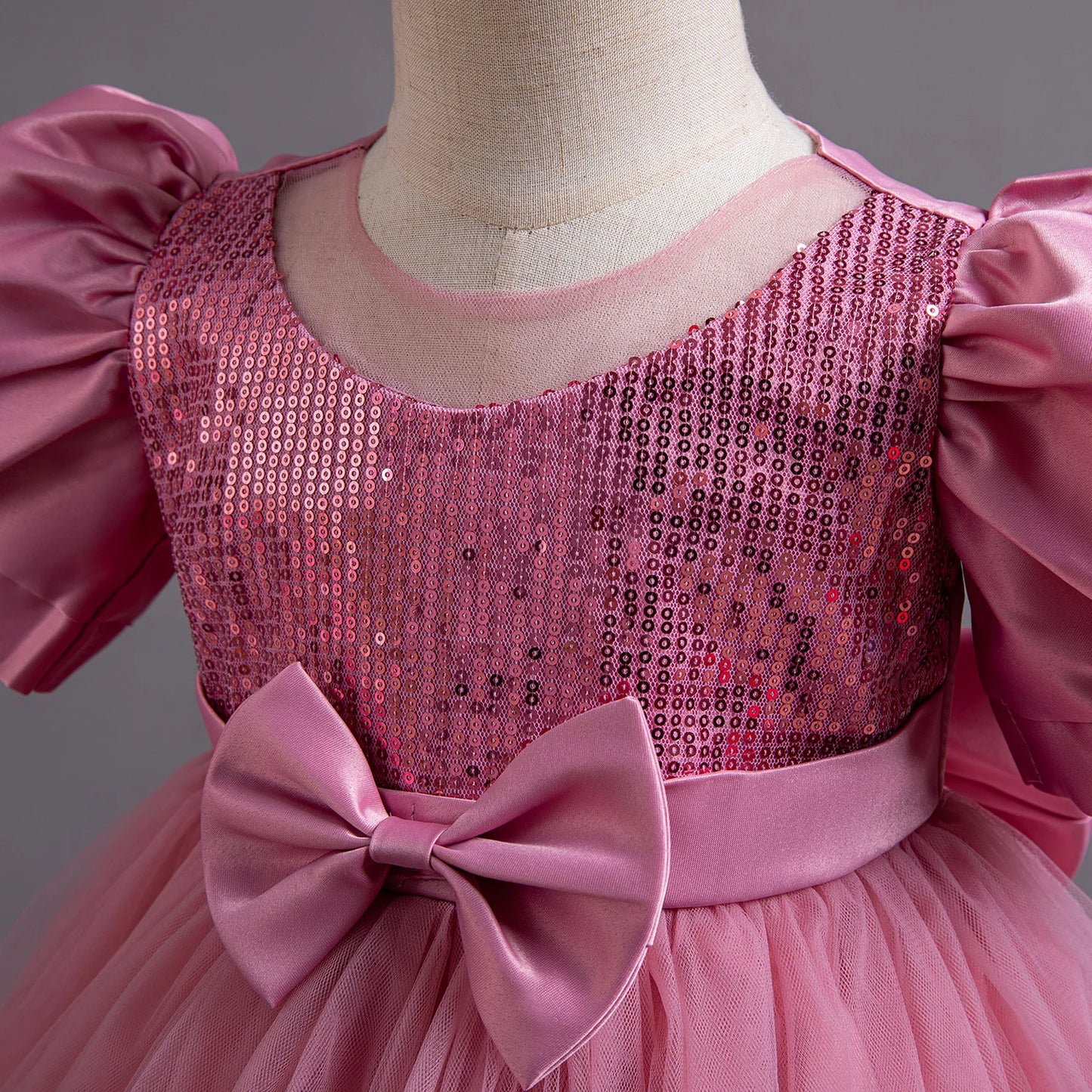 Fancy 12M Baby Sequins Tutu Gown Girl Sequin Bow 1st Birthday Princess Dress Flower Girl Costume for Wedding Party Summer Cloth