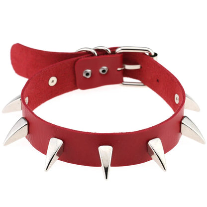 Punk Red Choker Necklace PU Leather Sexy Spiked Neck Strap Clavicle Collar Men Necklaces Hollween Women Y2K Jeweley Gift P091 red