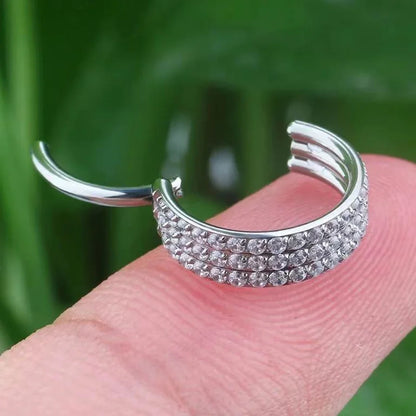 G23 Titanium Side Prong Set Half Circle Cubic Hinged segment Zircon Nose Cilcker Conch Piercing 6/8/10/11/12mm Hoops