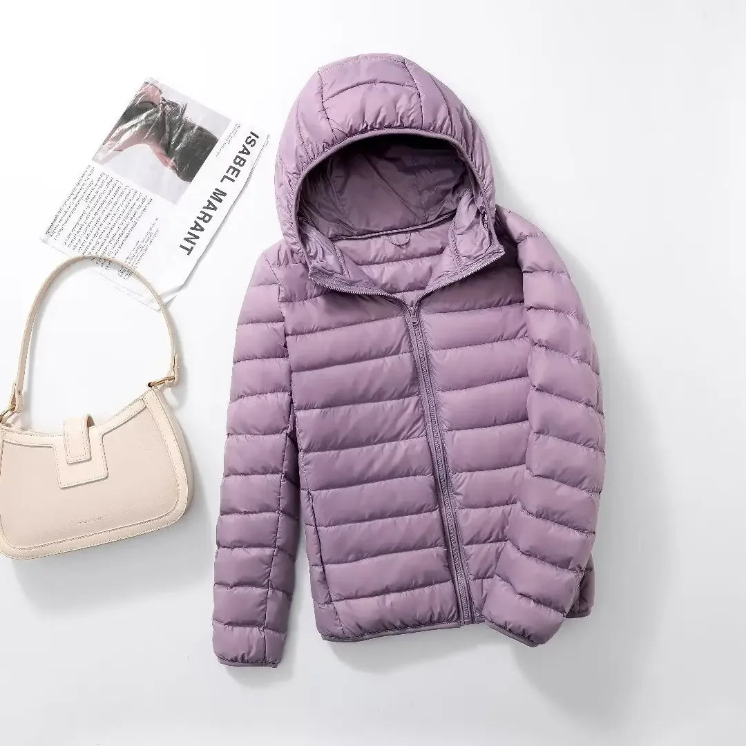 2024 Hooded Jackets Autumn Plus Size 7xl 6xl 5xl Fall Women's Lightweight Water-Resistant Packable Winter Warm Female Down Coats Light purple