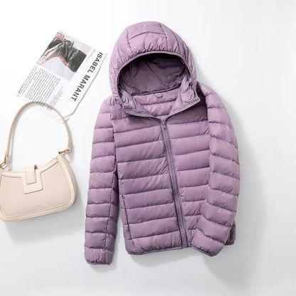 2024 Hooded Jackets Autumn Plus Size 7xl 6xl 5xl Fall Women's Lightweight Water-Resistant Packable Winter Warm Female Down Coats Light purple