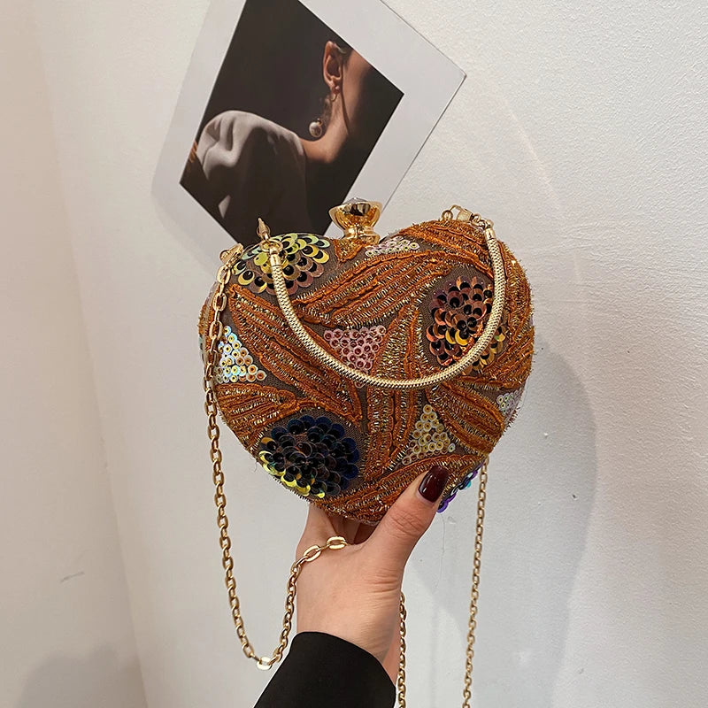 Luxury Gold Clutch Bags for Women 2025 Party Bags Evening Purse Designer Crossbody Bag New in Handbag Ladies hand bag sac femme Brown