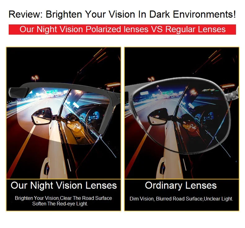 1/2PCS Night Vision Glasses Men Anti-Glare Driving Goggle Half Frame Polarized Sunglasses for Driver UV400 Day and Night Glasses Badiee Stylez