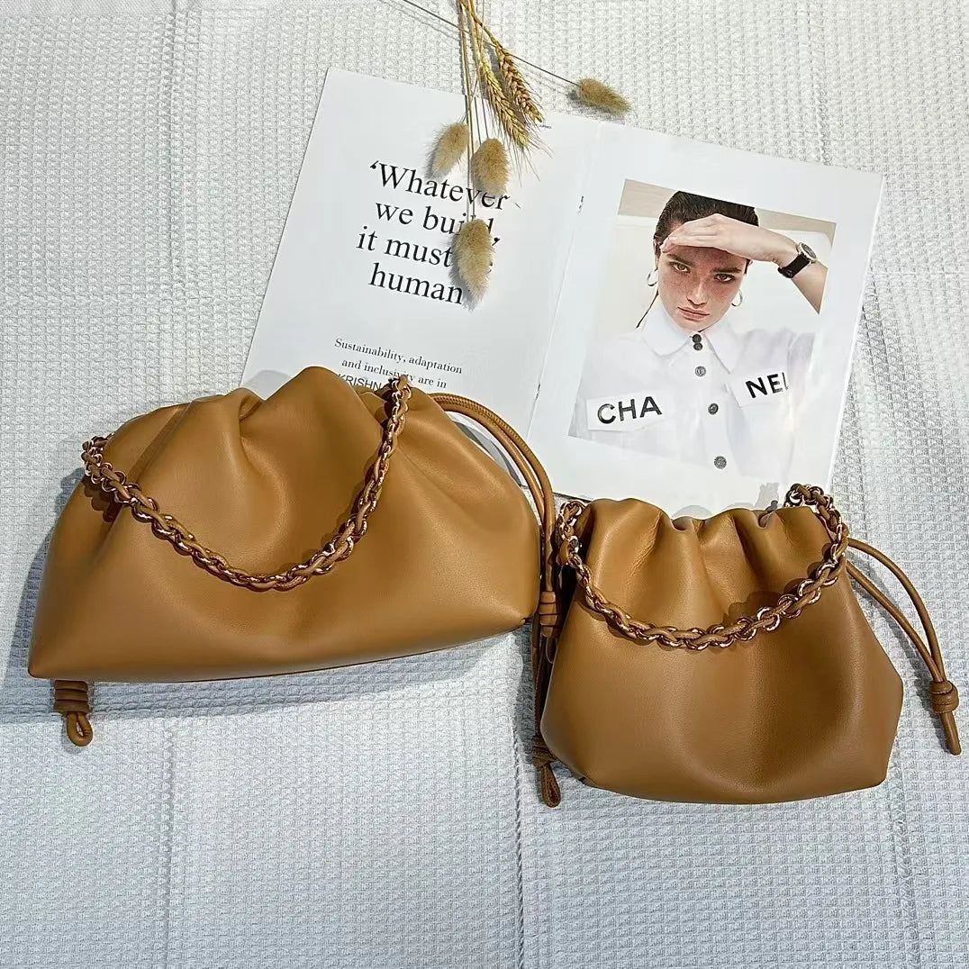 Brand Design Fashion High-grade Texture Leather Cloud Bag Luxury Ladies High Quality Cowhide Shoulder Crossbody Bags For Women Brown