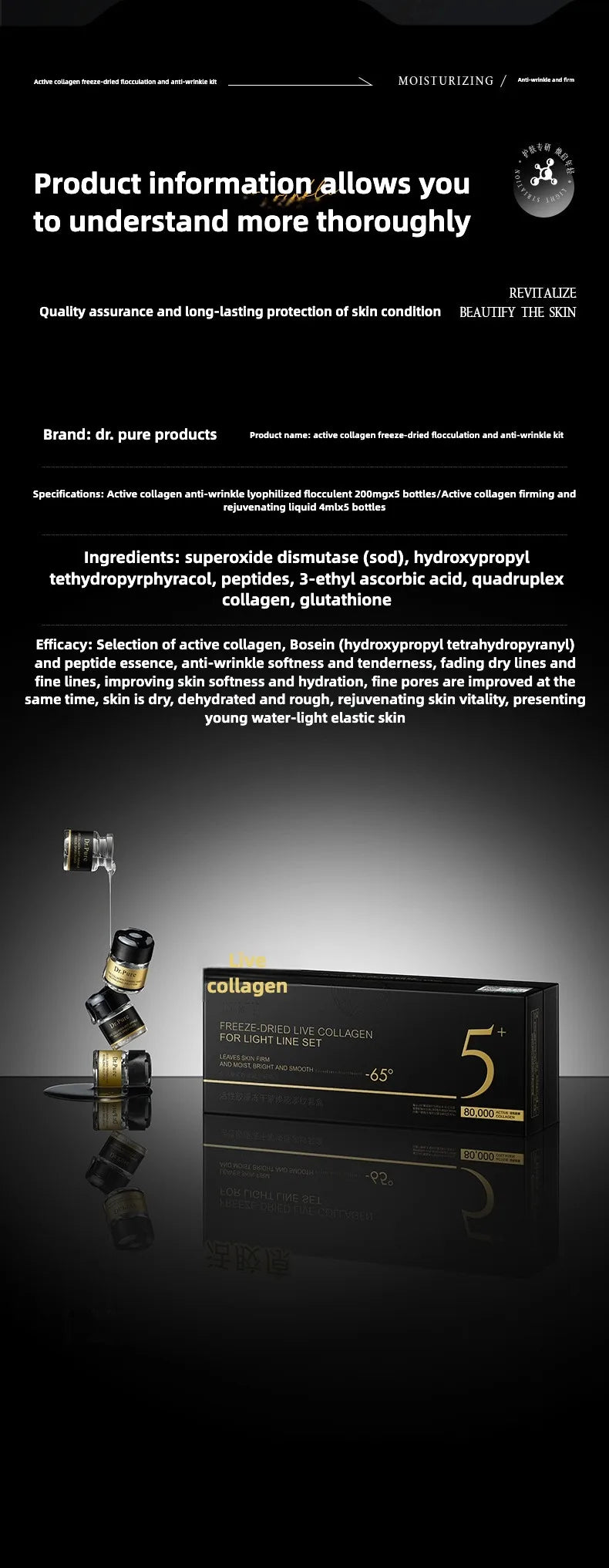 Collagen Peptide Anti-Wrinkle Freeze-dried powder- Firming, Lifting Hydrating Face Kit for All Skin Types Beauty care product