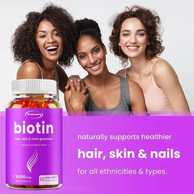 Premium Biotin Gummies 10,000 Mg - Promotes Healthy Hair, Skin and Nails Supplement