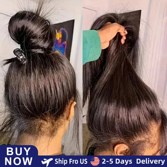 360 Full Lace Wig Bone Straight Human Hair Wigs 30 Inch 13x6 HD Transparent Front Lace Human Hair Wig Brazilian Remy Closure Wig NC Straight United States