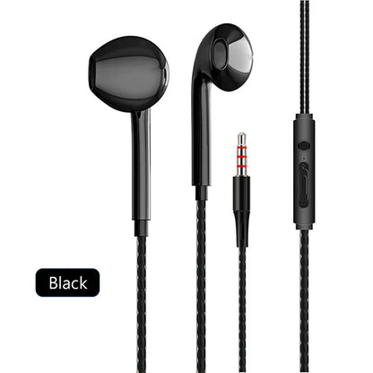 Type C Wired Earphones In Ear Headset Game 3.5mm Wired Headphones with Microphone Bass Stereo Earbuds In-line Control For Phones 3.5mm Black