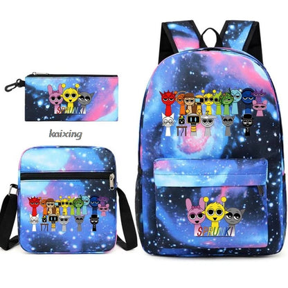 Hot Backpacks New Sprunki Students 3 PCS Set School Bag Teen Girl Boy Back To School Gift Leisure Mochila Teens Travel Bags Picture Color 11 16 inch