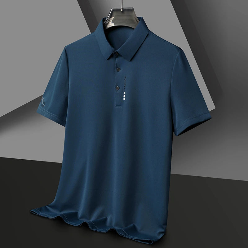 Men's Polo Shirt - Breathable & Comfortable Solid Color Top for Casual Business Style