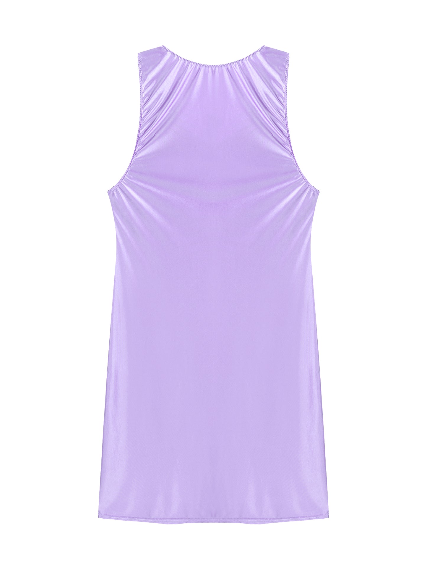 Women's Oil Glossy Stretch Tank Mini Dress Solid Color Sleeveless Tights Bodycon Short Dress Stretch U Neck Party Sundress