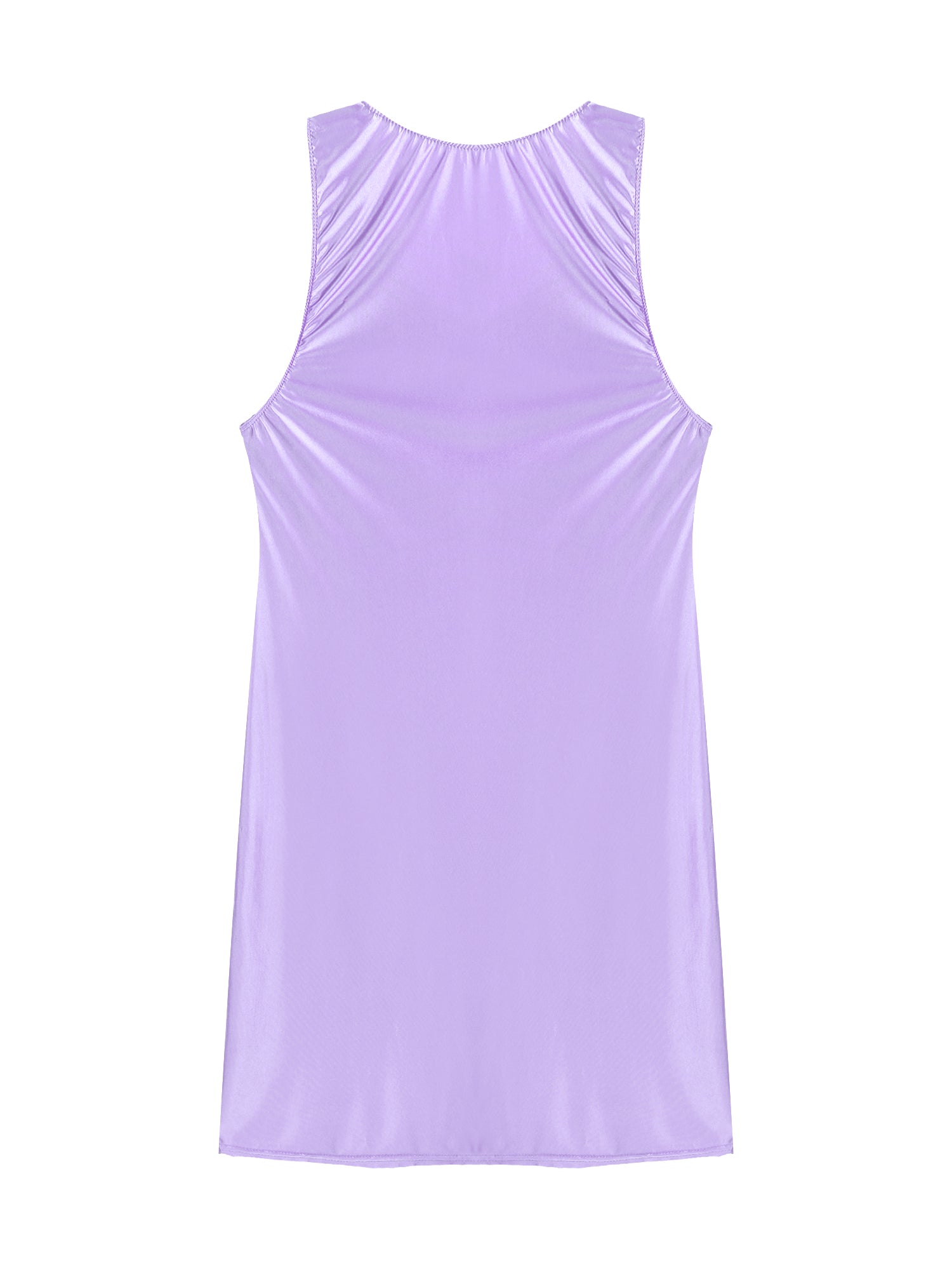 Women's Oil Glossy Stretch Tank Mini Dress Solid Color Sleeveless Tights Bodycon Short Dress Stretch U Neck Party Sundress