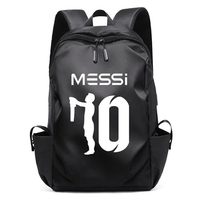 Football Super Stars MESSI Backpack Boy Girl Unisex College Student Backpack Women Men Laptop Teens Student USB Port Rucksack Black B064