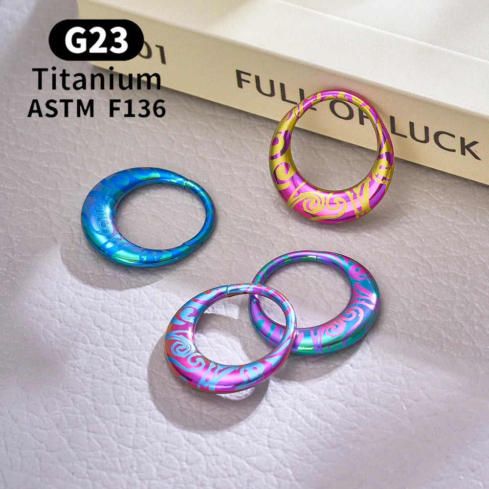 ASTM F136 Titanium 16G Moon Septum Hoop Ring Anodizing Hinged Segment Nose Clicker Tragus Helix Daith Earring Piercing Jewelry