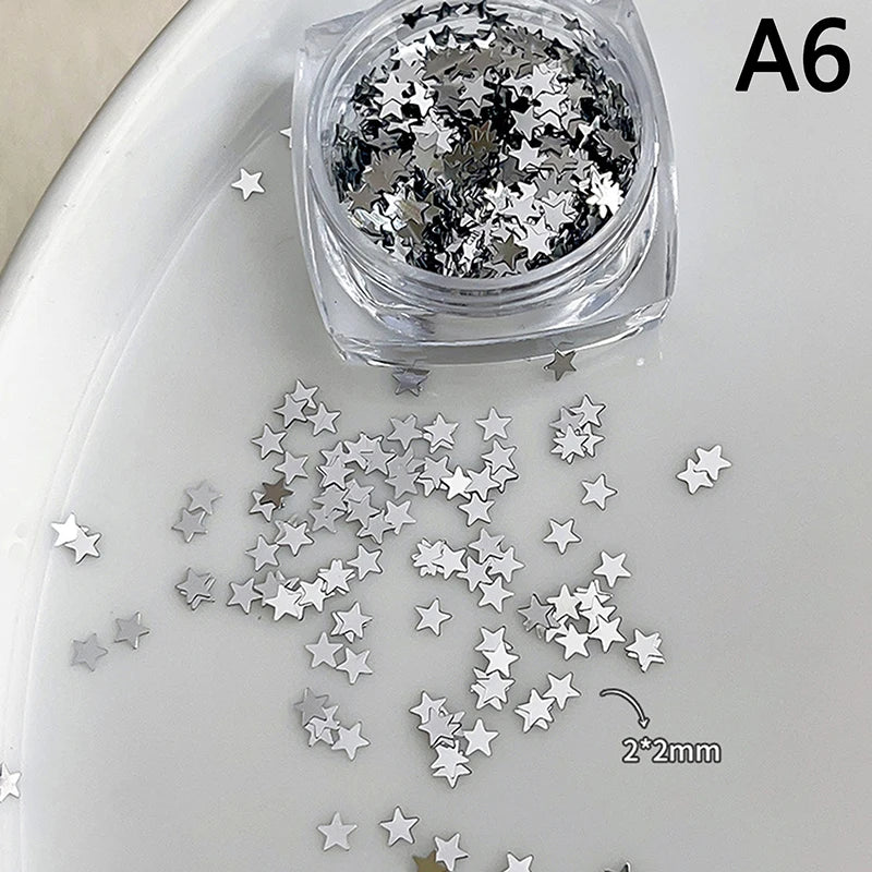 Holographic Laser Star Love Sequins Nail Glitter Gold Silver Sequin Mix Size Paillette DIY Design Nail Art Decorations Tool A6
