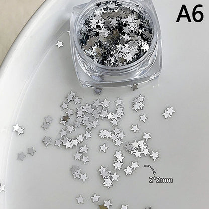 Holographic Laser Star Love Sequins Nail Glitter Gold Silver Sequin Mix Size Paillette DIY Design Nail Art Decorations Tool A6