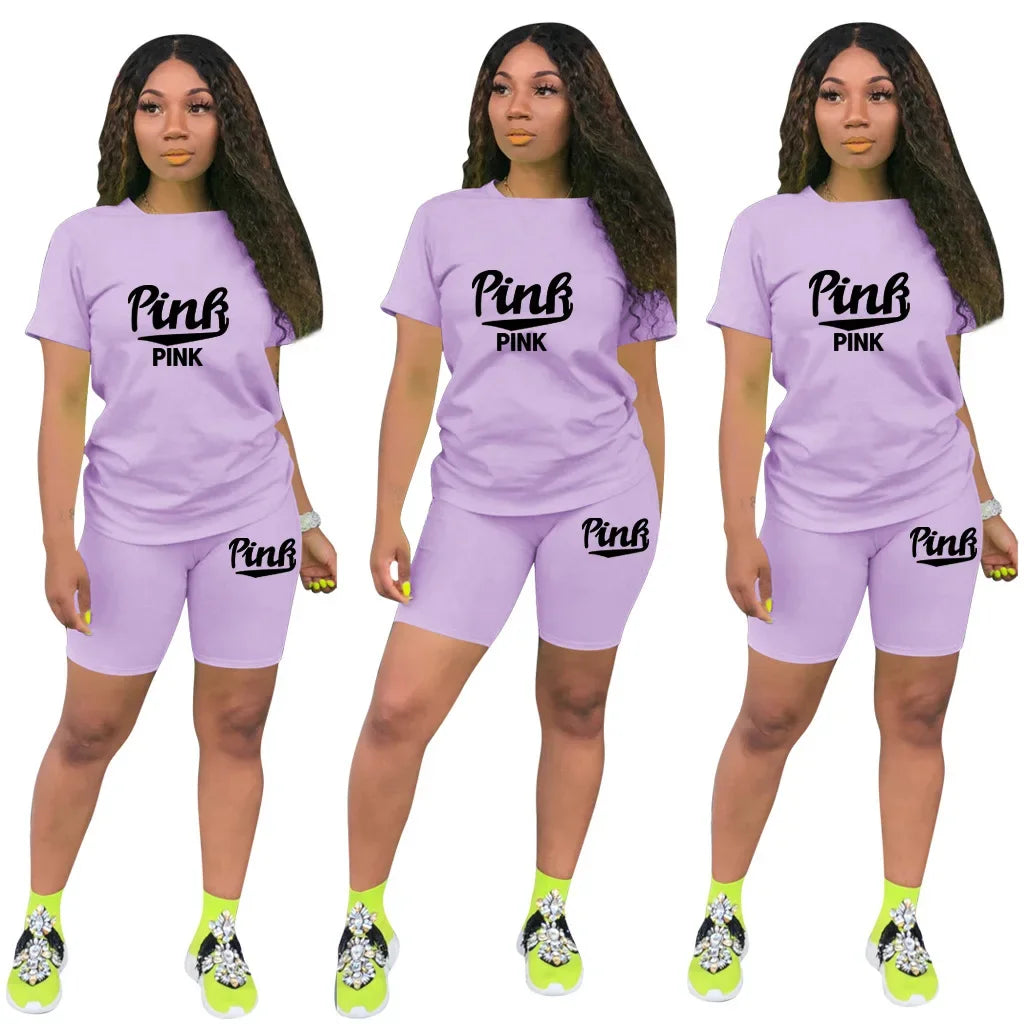Hot Sale Of The Season round Neck Short Sleeve Printed Home Leisure Base Layer Set Multicolor Summer Bottoming Outfit Women's Sk Badiee Stylez