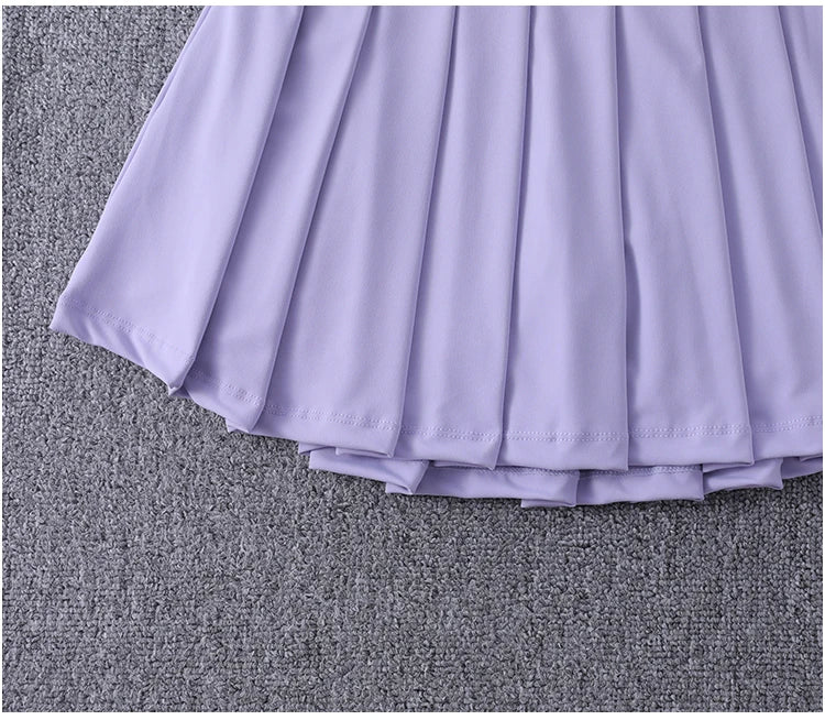 2024 New Best-Selling Pleated Nylon Spandex High Waisted Pocket Skirt With Anti Glare A-Line Sports Tennis Skirt