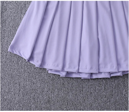 2024 New Best-Selling Pleated Nylon Spandex High Waisted Pocket Skirt With Anti Glare A-Line Sports Tennis Skirt