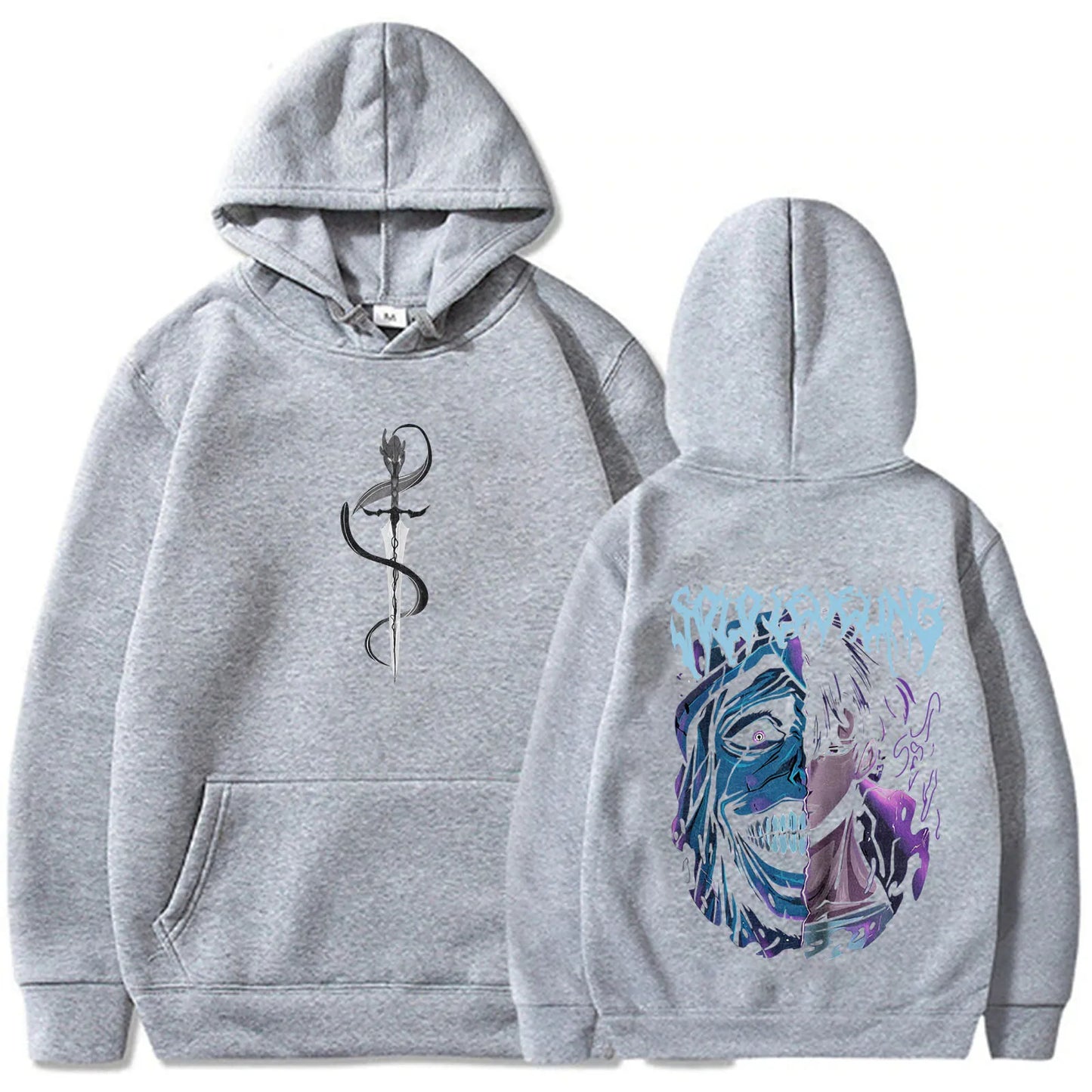 Solo Leveling Statue of God Hoodie Sung Jinwoo Hoodie Anime Graphic Tees Anime Sweatshirts Women Men Gift Streetwear GRAY