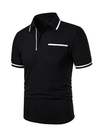 Men's Trendy Short Sleeve Polo - Breathable Casual Top with Pockets