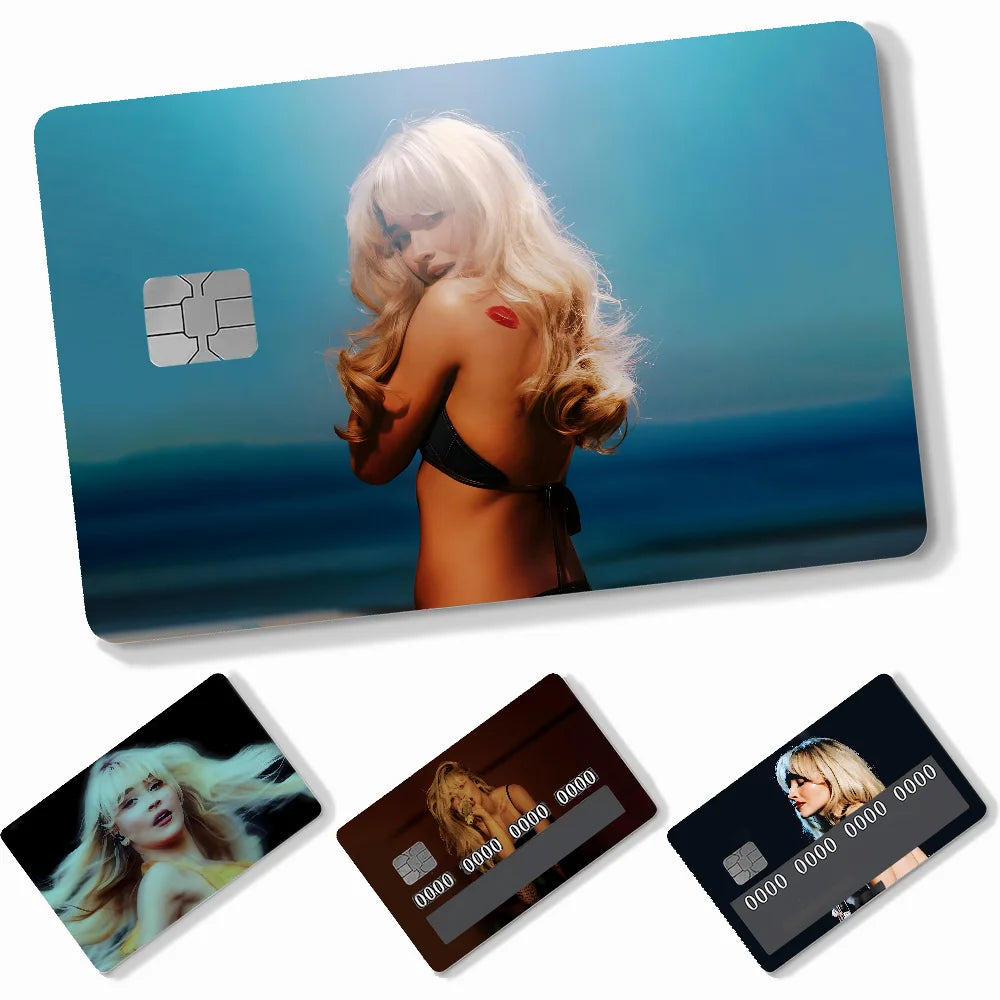 Singer S-Sabrina C-Carpenter Card Stickers 4pcs PVC Credit Card Skin Stickers Removable Self-adhesive Protective Film Badiee Stylez