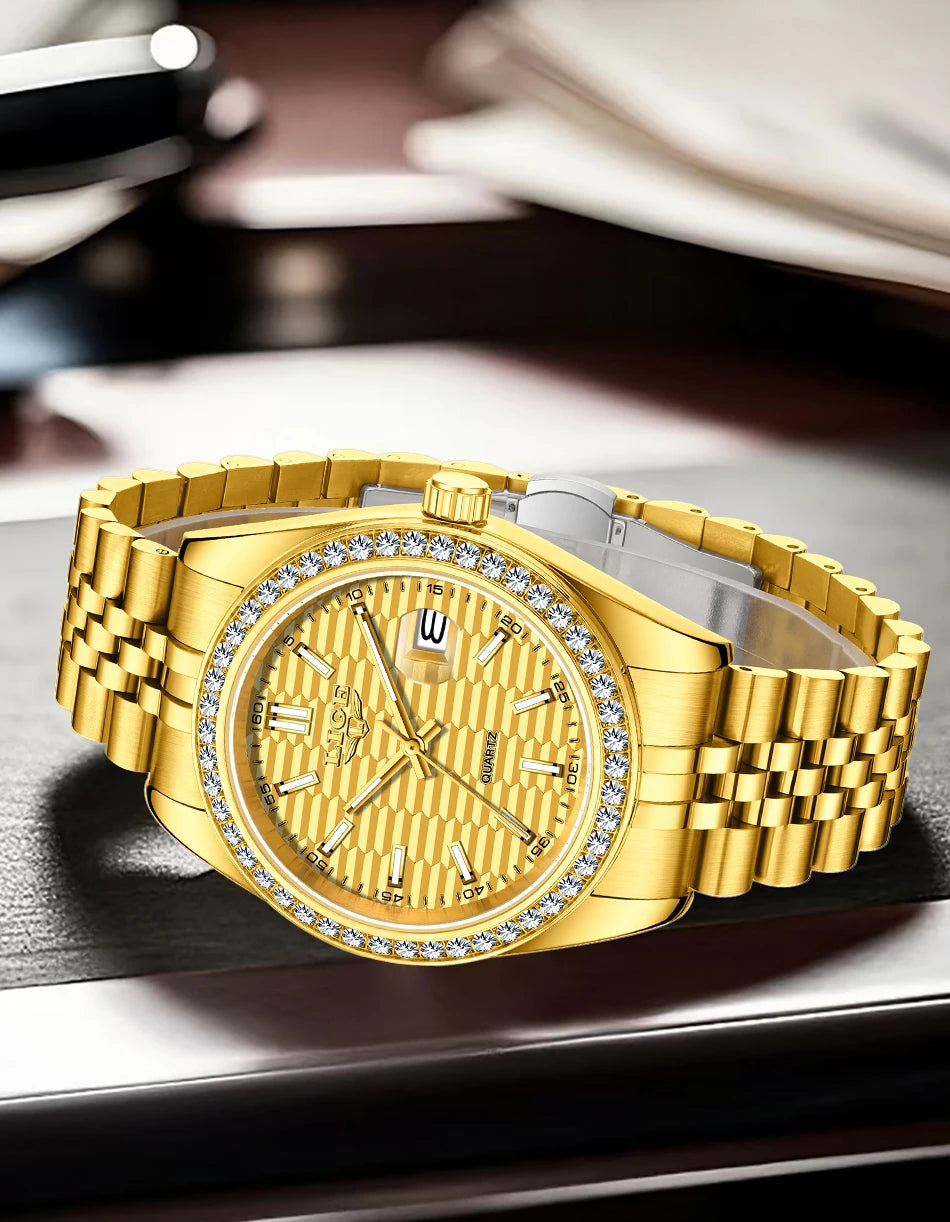 LIGE 2025 NEW Women's Watch Luxury Fashion quartz wristwatch ladies Stainless Steel Waterproof Calendar Watch for Women reloj