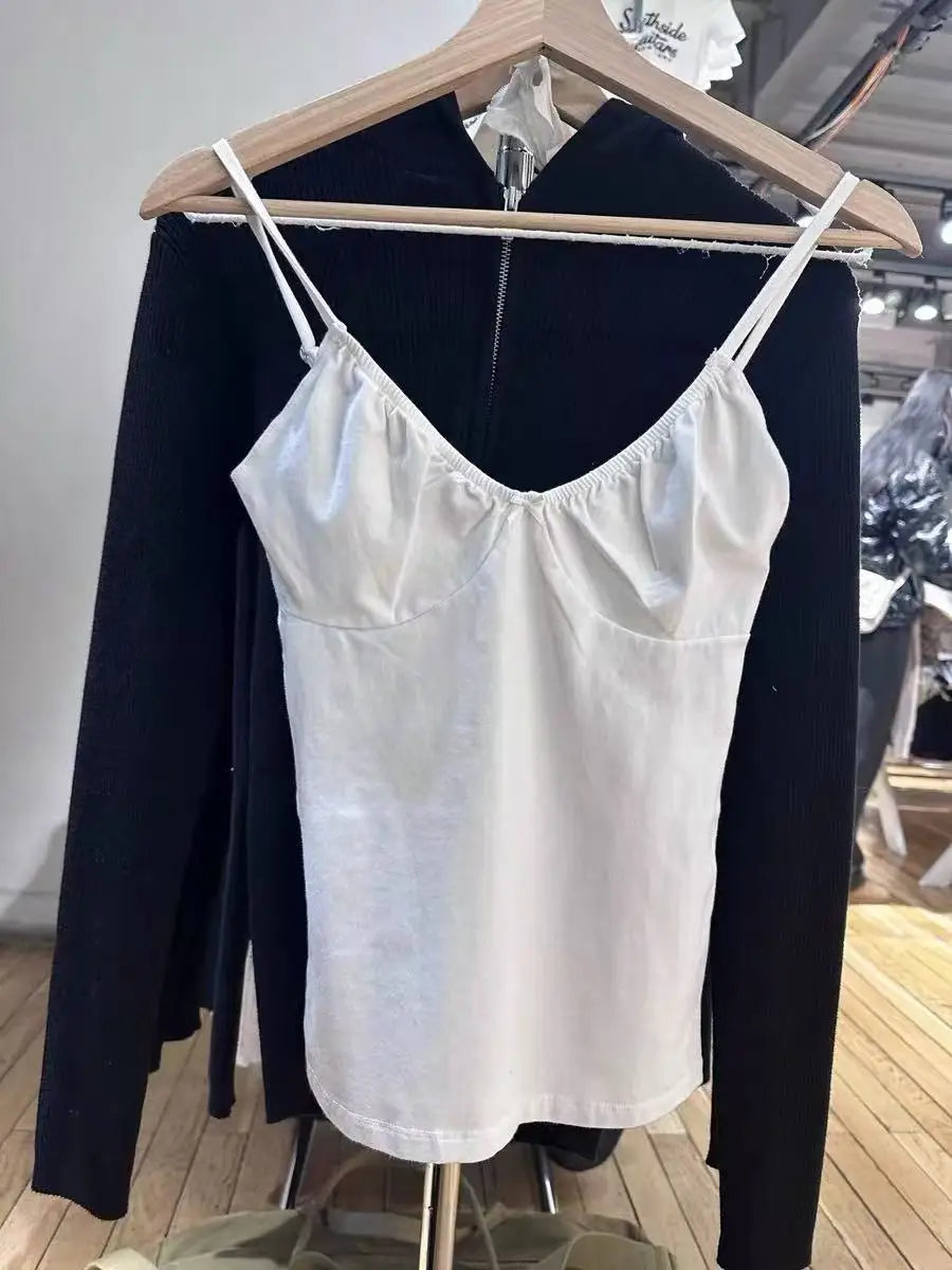 Floral Print Bow V Neck Camis Women Chic Lace Trim Sleeveless Slim Crop Tops Vest Sweet Casual Fashion Raw Hem Tank Top Y2k New New bow white One Size