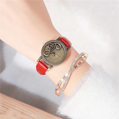 Vintage Women Watches Personalized Music 3D Style Leather Band Ladies Dress Waches Casual Outdoor Wristwatch Relogio Feminino