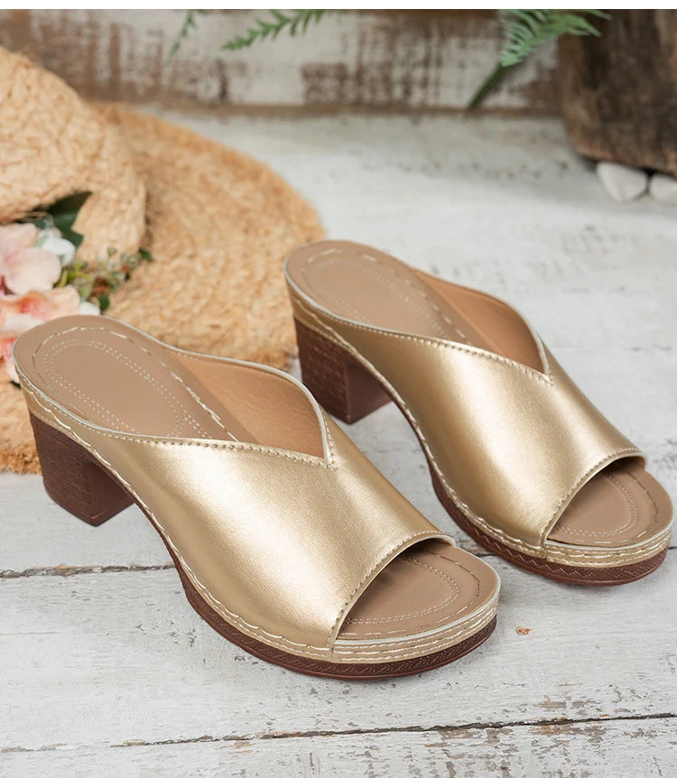 Women's Sandals Summer 2025 Heels Sandalias Mujer Peep Toe Woman ShoesCSummer Footwear Women Heeled Slippers Luxury Heeled Shoes