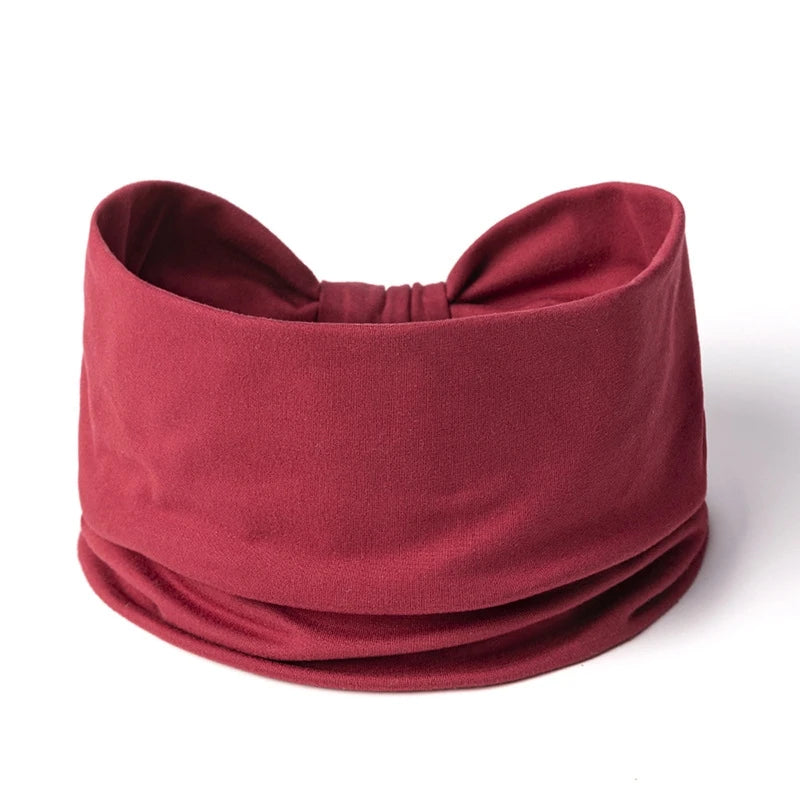 Wide -Side Elastic Band Woman Yoga Hairbands Solid Color sports Hair Band tie Bandanas Fashion Headband Headwear Turbans Ff258-13 coffee red