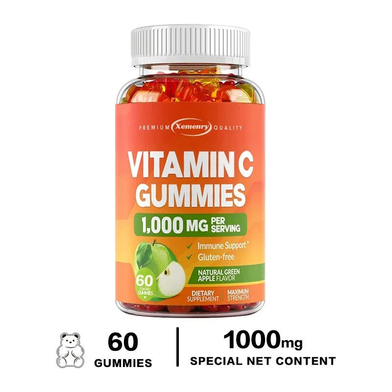 Vitamin C Gummies - Antioxidant, Promotes Collagen Production, Skin Glow, Supports Heart, Immune Health, Vegetarian 60 Gummies