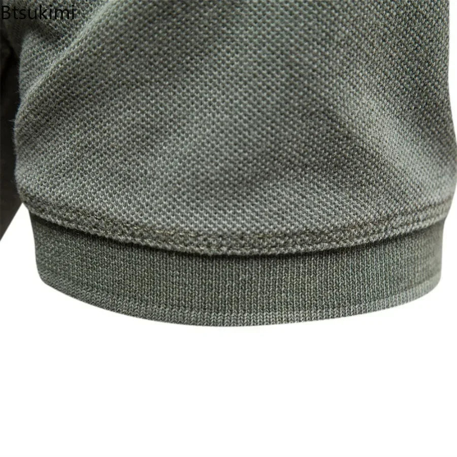 2025 Men's Slim Fit Cotton Polo Shirt - Stylish Lapel Design for Casual & Business Golf Wear