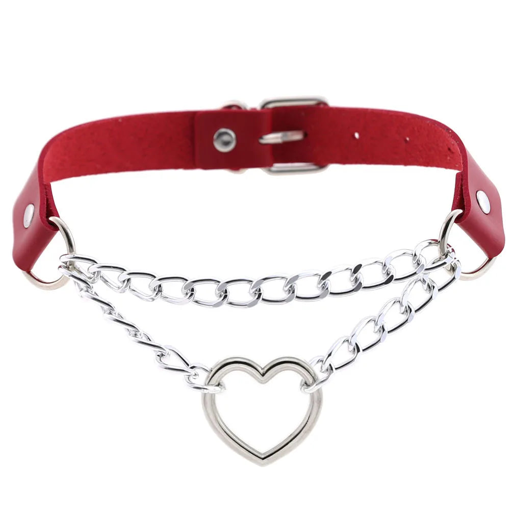 Punk Red Choker Necklace PU Leather Sexy Spiked Neck Strap Clavicle Collar Men Necklaces Hollween Women Y2K Jeweley Gift P096 red