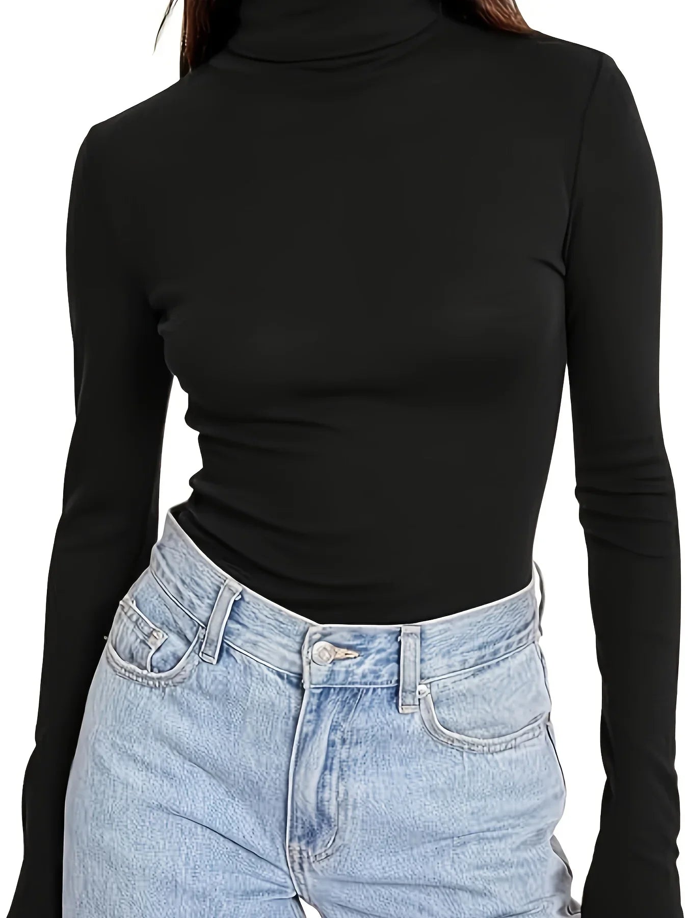 Plus Size Women Sweater 2025 New Autumn Winter Thick Knitted Ribbed Pullover Sweater Breathable Turtleneck Slim Warm Pull Femme black