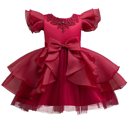 Princess dress; evening dress; bow puffy dress; stage performance dress; hostess dress; flower girl dress; gauze dress Badiee Stylez