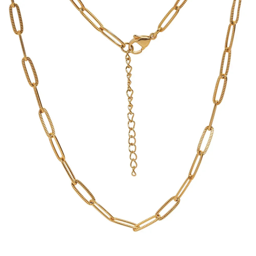 5pcs 45+5cm plated Gold Stainless Steel Link Chains Oval Bulk Necklaces Jewelry Adjustable Chains Wholesale Chokers DIY Crafts Badiee Stylez