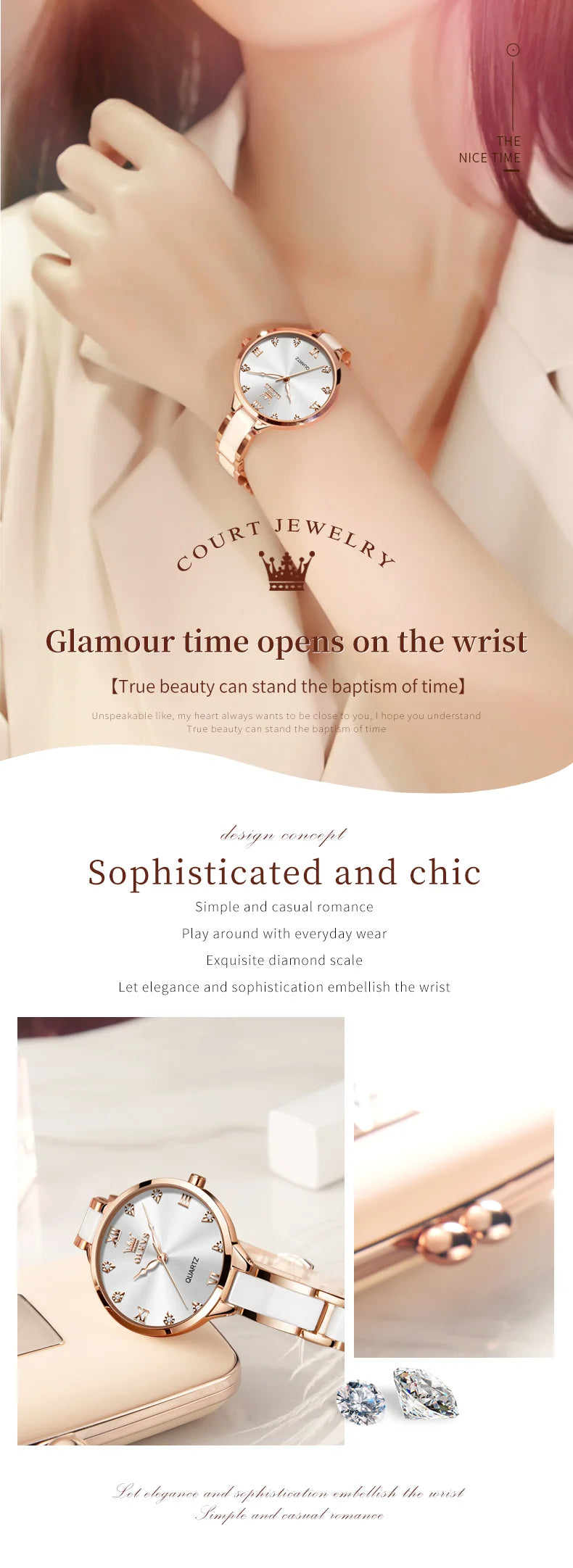 OLEVS Luxury Brand Women's Watches Elegant Fashion Ceramic strip Waterproof Japan Imports Quartz Watch Dress Lady Watch Simple
