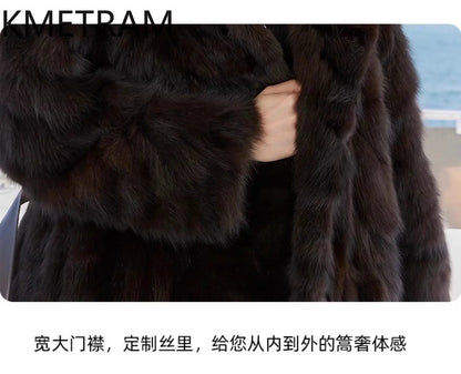 100% Natural Sable Fur Jacket Woman High Quality Long Real Fur Coat with Hood Winter Coats Women Clothing 2025 шуба женская Badiee Stylez