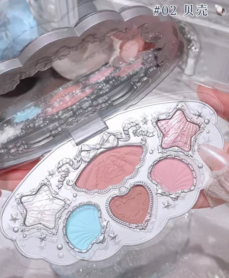 FlowerKnows Shell's Jewel Series Eyeshadow Palette 6Color Matte Shimmer Glitter Eye Makeup Embossing Cosmetics Beauty Eye Shadow