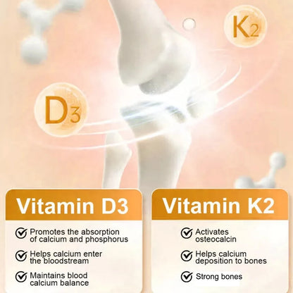 Didacat Vitamin D3+K2 Capsules, Support Calcium Absorption Bone Teeth Heart Brain Health Joints Immune Function