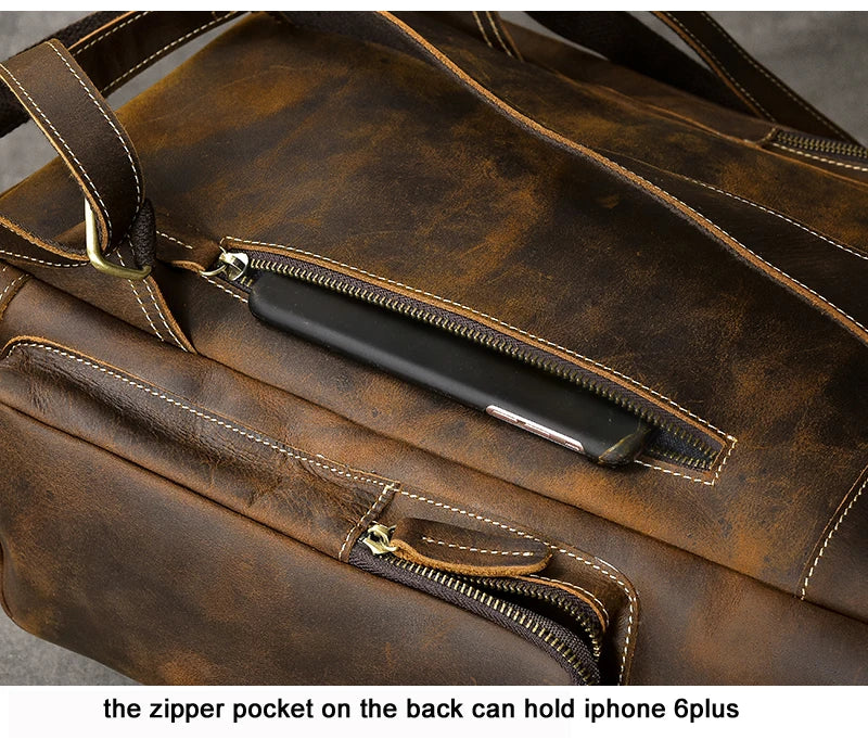 Vintage Crazy Horse Genuine Leather Backpack Men Leather Bagpack Climbing Rucksack male Large Hiking Backpack M814